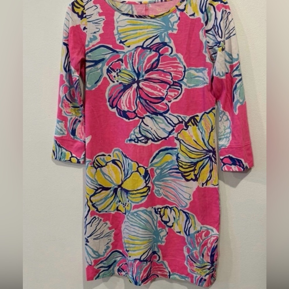 Lilly Pulitzer Swept By The Tides Marlowe pink 3/4 shift dress size xxs